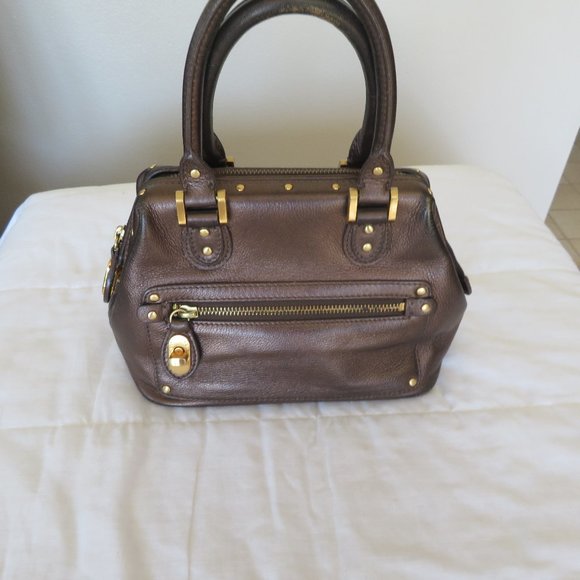 Ellen Tracy COPPER COLOR with Gold Trim Leather Handbag - Picture 1 of 11